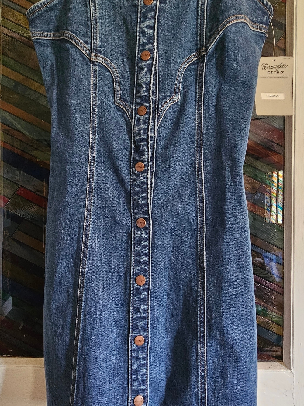Wrangler Blue Denim Button-Front Mini Dress - NWT! - Picture 2 of 8